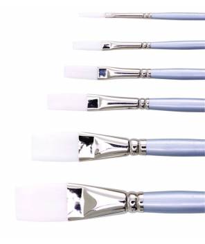 Jasart White Synthetic Long Flat Brush